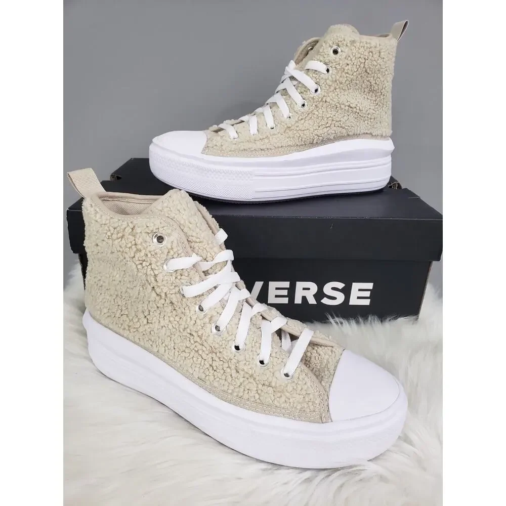 NEW Converse Girl's CTAS Move Platform High Top Sneakers Sz‎ 7 Beach Stone Taupe